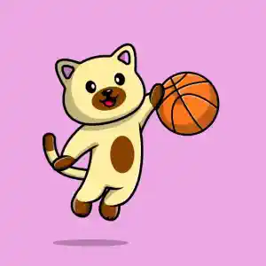 Kaķēns spēlē basketbolu