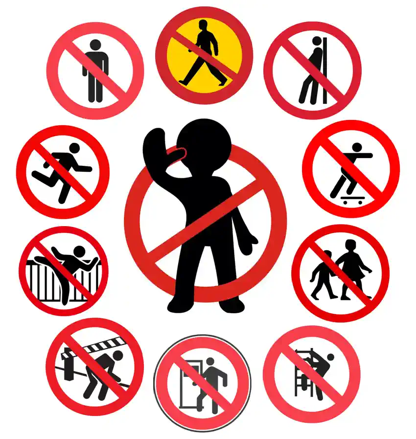 Informatīvās uzlīmes ienākt aizliegts visos iespējamos veidos