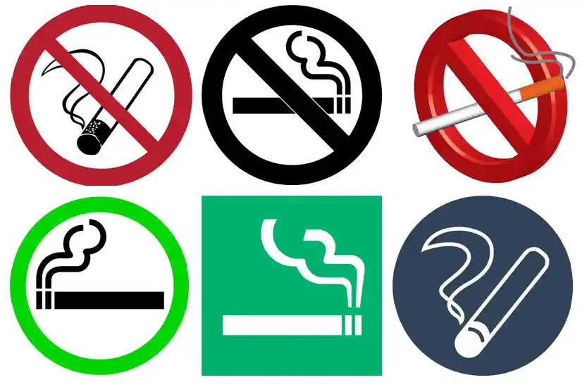 Informatīvās uzlīmes par smēķēšanu - atļautjošas un aizlieguma zīmes