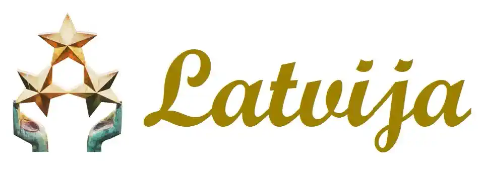 Uzlīme Latvija - uzraksts ar triju zvaigžņu fotogrāfiju